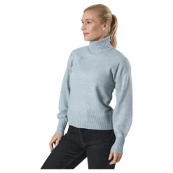 Pccava Ls High Neck Knit  Bc Light Grey Melange