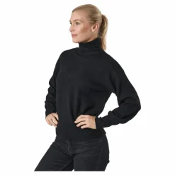 Pccava Ls High Neck Knit  Bc Black