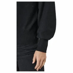 Pccava Ls High Neck Knit  Bc Black