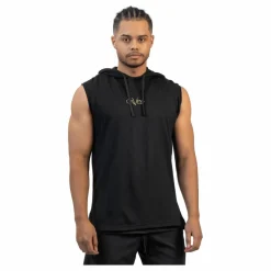 Power Sleeveless Hoodie Black&gold