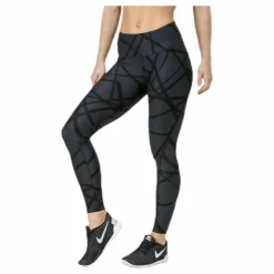 Print Mid-Rise Compression Tights W Black/Grey