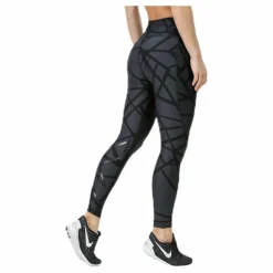 Print Mid-Rise Compression Tights W Black/Grey