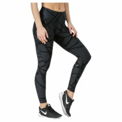 Print Mid-Rise Compression Tights W Black/Grey