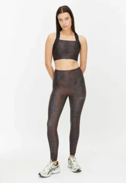 Printed High Waist Tights Brown Snake