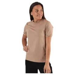 Ria Ss Fold Up Solid Tee Beige
