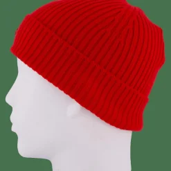 Rib Knit Brushed Wool Beanie Red