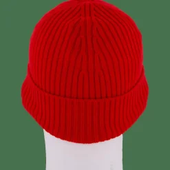 Rib Knit Brushed Wool Beanie Red