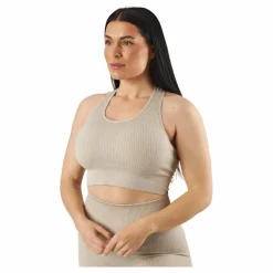 Rib Seamless Crop Top Mushroom