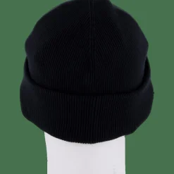 Ribbed Cotton Badge Beanie Noir 031