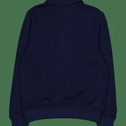 Ribbed Cotton Polo Collar Swea Navy Blue