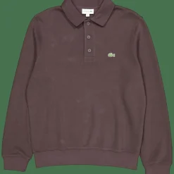 Ribbed Cotton Polo Collar Swea Brown Skb