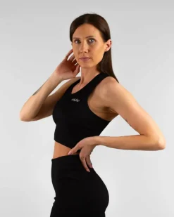 Ribbed Seamless Sport Bra Black