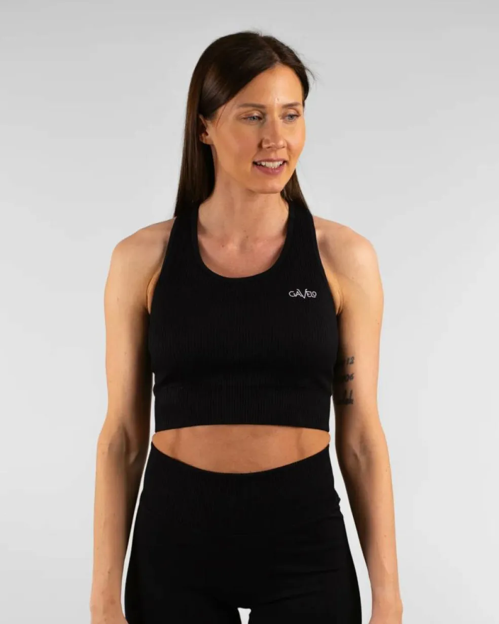 Ribbed Seamless Sport Bra Black