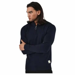 Roy Knit High Neck Zip Navy Blazer