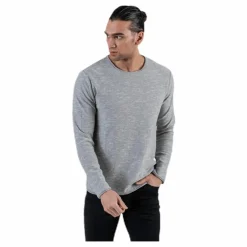 Slub Knit Crew Neck Sts Grey