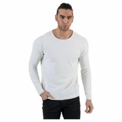 Slub Knit Crew Neck Sts White