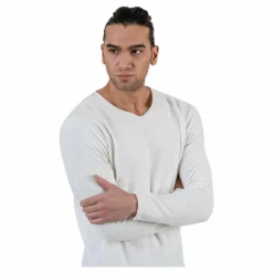 Slub Knit Crew Neck Sts White