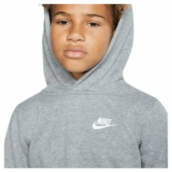 Sportswear Club Big Kids' Pullover Hoodie CARBON HEATHER/WHITE