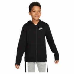 Sportswear Club Big Kids' Full-Zip Hoodie BLACK/BLACK/WHITE