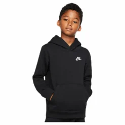 Sportswear Club Big Kids' Pullover Hoodie BLACK/WHITE