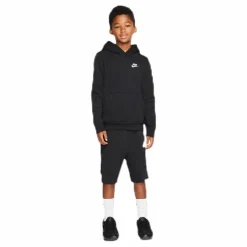 Sportswear Club Big Kids' Pullover Hoodie BLACK/WHITE