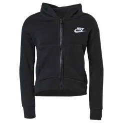 Sportswear Club Fleece Big Kids' (Girls') Full-Zip Hoodie BLACK/WHITE