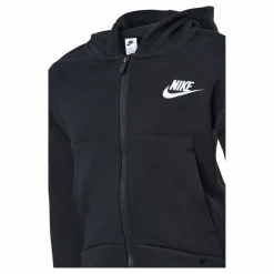 Sportswear Club Fleece Big Kids' (Girls') Full-Zip Hoodie BLACK/WHITE