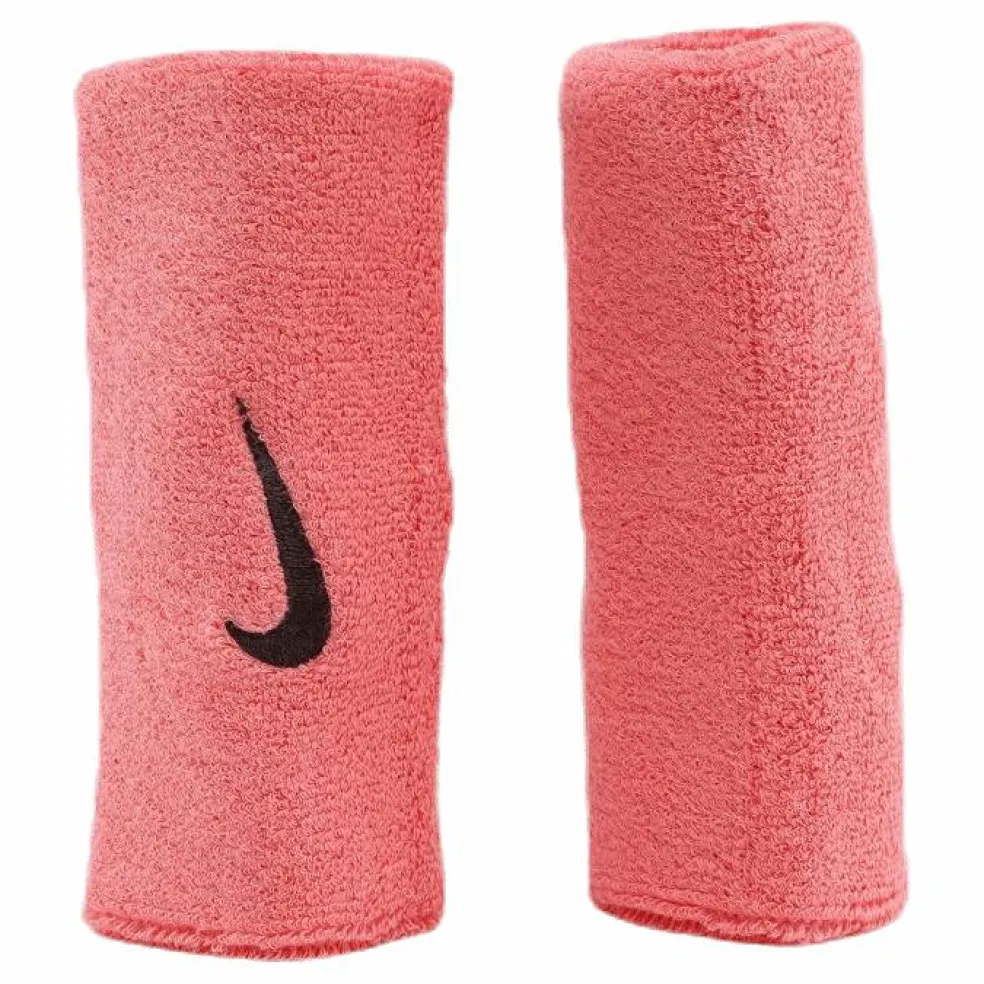 Swoosh Doublewide Wristbands Pink/Grey