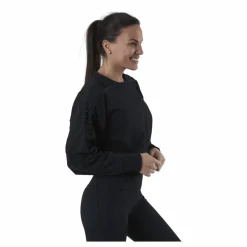 Therma Cropped Fleece LS Crew Black