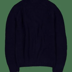Thick Carded Wool Crew Neck Sw Navy Blue