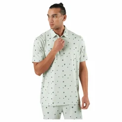 Ultimate365 Allover Print Golf Polo Shirt Linen Green / Shadow Green / Impact Yellow