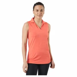 W Cloudspun Coast Sl Polo Hot Coral Heather