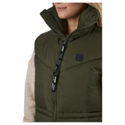 W. Generous Hip Length Vest Dark Army