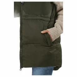 W. Generous Hip Length Vest Dark Army