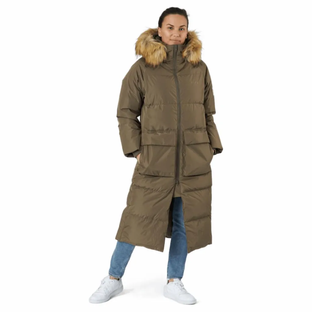 W. Loose Fur Hood Coat Mole