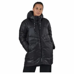 W. Mid Length Shiny Jacket Black