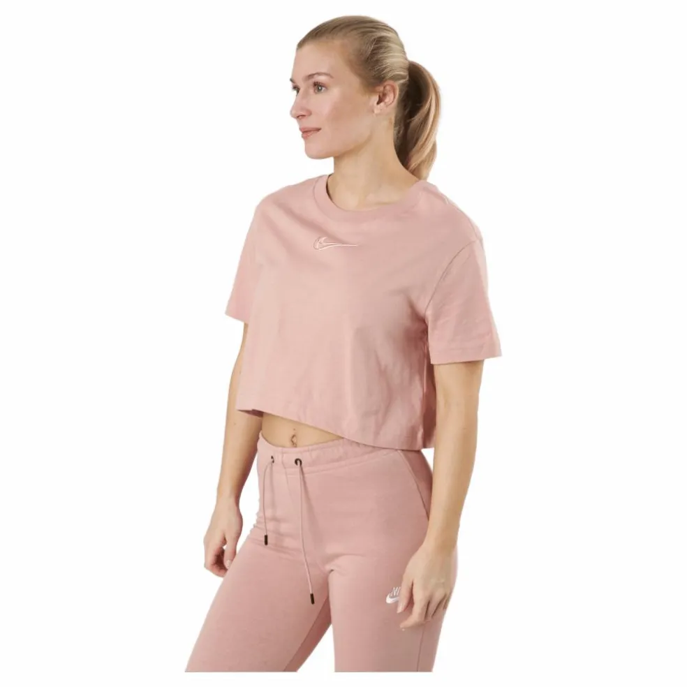 W Nsw Crop Ss Tee Prnt Rose Whisper/white